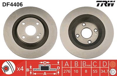 Trw Bremsscheibe [Hersteller-Nr. DF4406] für Mazda von TRW