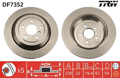 Trw Bremsscheibe [Hersteller-Nr. DF7352] für Mercedes-Benz von TRW