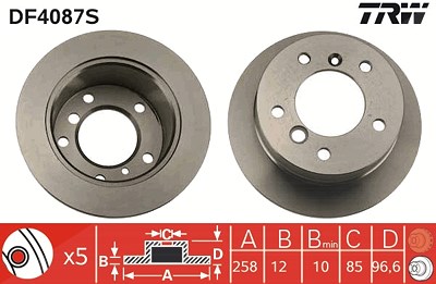 Trw 1x Bremsscheibe [Hersteller-Nr. DF4087S] für Mercedes-Benz, VW von TRW