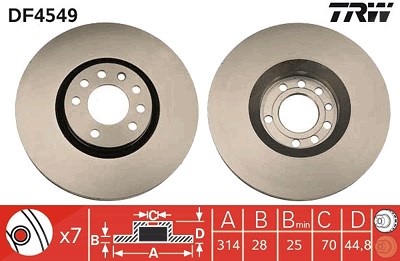 Trw Bremsscheibe [Hersteller-Nr. DF4549] für Cadillac, Opel, Saab, Vauxhall von TRW