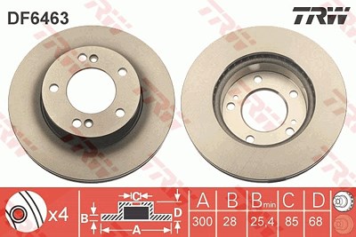 Trw Bremsscheibe [Hersteller-Nr. DF6463] für Ssangyong von TRW