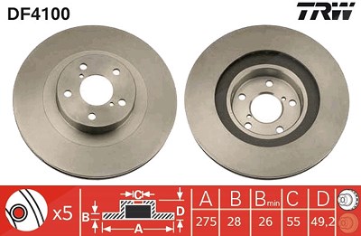 Trw Bremsscheibe [Hersteller-Nr. DF4100] für Toyota von TRW