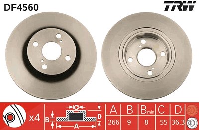 Trw Bremsscheibe [Hersteller-Nr. DF4560] für Audi, Renault, Toyota, VW von TRW
