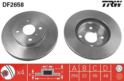 Trw Bremsscheibe [Hersteller-Nr. DF2658] für Audi, Renault, Toyota, VW von TRW