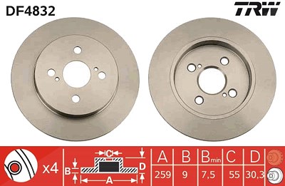 Trw Bremsscheibe [Hersteller-Nr. DF4832] für Aston Martin, Toyota von TRW