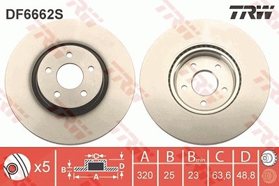 Trw 1x Bremsscheibe Vorderachse Belüftet [Hersteller-Nr. DF6662S] für Ford von TRW