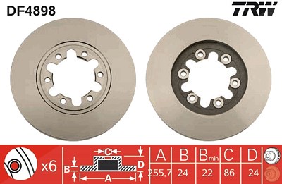 Trw Bremsscheibe Vorderachse Belüftet [Hersteller-Nr. DF4898] für Ford, Mazda von TRW