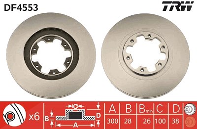 Trw Bremsscheibe Vorderachse Belüftet [Hersteller-Nr. DF4553] für Infiniti, Nissan von TRW