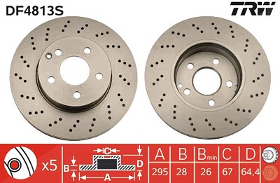 Trw 1x Bremsscheibe Vorderachse Belüftet [Hersteller-Nr. DF4813S] für Mercedes-Benz von TRW