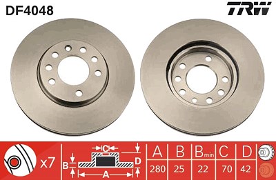 Trw Bremsscheibe Vorderachse Belüftet [Hersteller-Nr. DF4048] für Chevrolet, Opel, Vauxhall von TRW