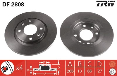 Trw Bremsscheibe Vorderachse Vol [Hersteller-Nr. DF2808] für Citroën, Peugeot von TRW