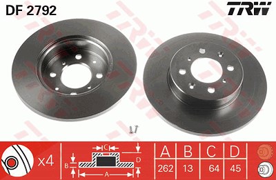 Trw Bremsscheibe Vorderachse Voll [Hersteller-Nr. DF2792] für Mg, Rover von TRW