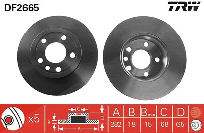 Trw Bremsscheibe [Hersteller-Nr. DF2665] für VW von TRW