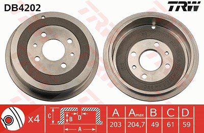 Trw Bremstrommel [Hersteller-Nr. DB4202] für Alfa Romeo, Fiat, Lancia von TRW