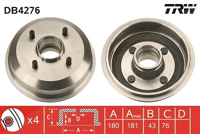 Trw Bremstrommel [Hersteller-Nr. DB4276] für Ford von TRW