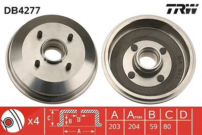 Trw Bremstrommel [Hersteller-Nr. DB4277] für Ford von TRW