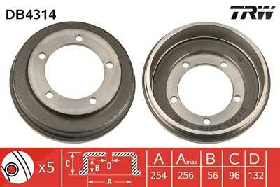 Trw Bremstrommel [Hersteller-Nr. DB4314] für Ford von TRW