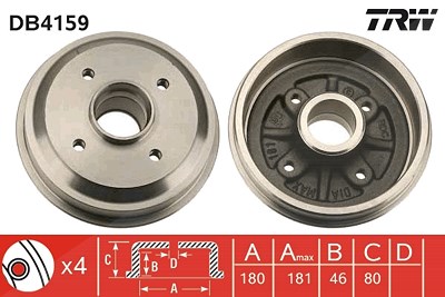 Trw Bremstrommel [Hersteller-Nr. DB4159] für Citroën, Mega, Peugeot von TRW