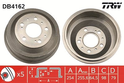 Trw Bremstrommel [Hersteller-Nr. DB4162] für Citroën, Fiat, Peugeot von TRW