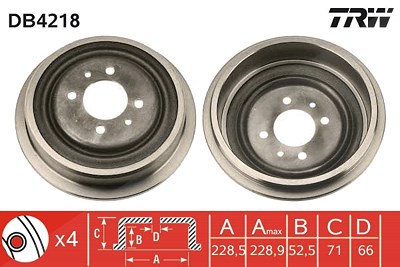 Trw Bremstrommel [Hersteller-Nr. DB4218] für Renault von TRW