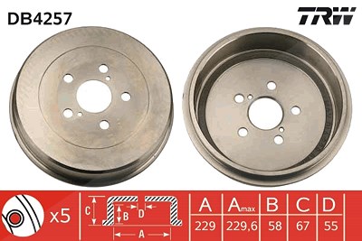 Trw Bremstrommel [Hersteller-Nr. DB4257] für Toyota von TRW