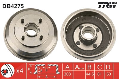 Trw Bremstrommel [Hersteller-Nr. DB4275] für Ford von TRW
