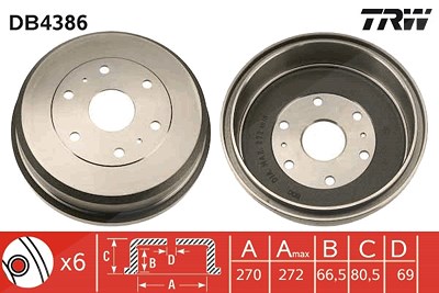 Trw Bremstrommel [Hersteller-Nr. DB4386] für Toyota von TRW