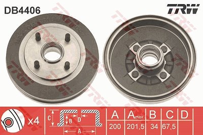 Trw Bremstrommel [Hersteller-Nr. DB4406] für Kia von TRW