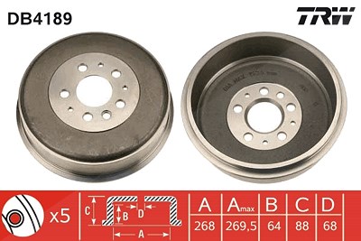 Trw Bremstrommel [Hersteller-Nr. DB4189] für VW von TRW