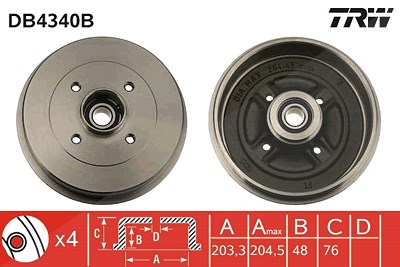 Trw Bremstrommel [Hersteller-Nr. DB4340B] für Nissan von TRW