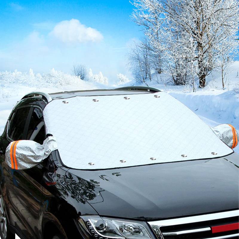 Auto Windschutzscheiben Abdeckung Magnetische Schneeabdeckung mit Seitenspiegelabdeckung und Reflektierenden Streifen, Schützt vor Schnee EIS Frost Sonne UV-Staub Frostschutz von TSLBW