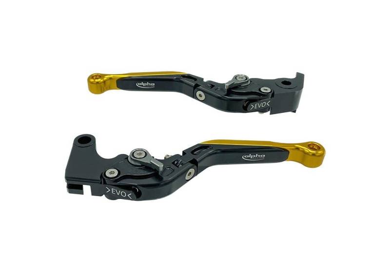 Alpha Technik Bremshebel+Kupplungshebel Set EVO schwarz/gold kompatibel mit Kawasaki Z1000 ZRT00A Bj. 2003-2006 von TSS Handel