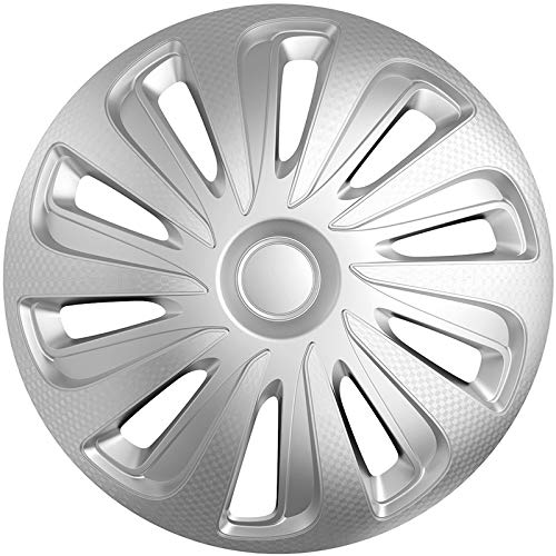 Radkappen Radzierblenden 4 Stück 14 Zoll Silber/Carbon-Look von TSS Handel