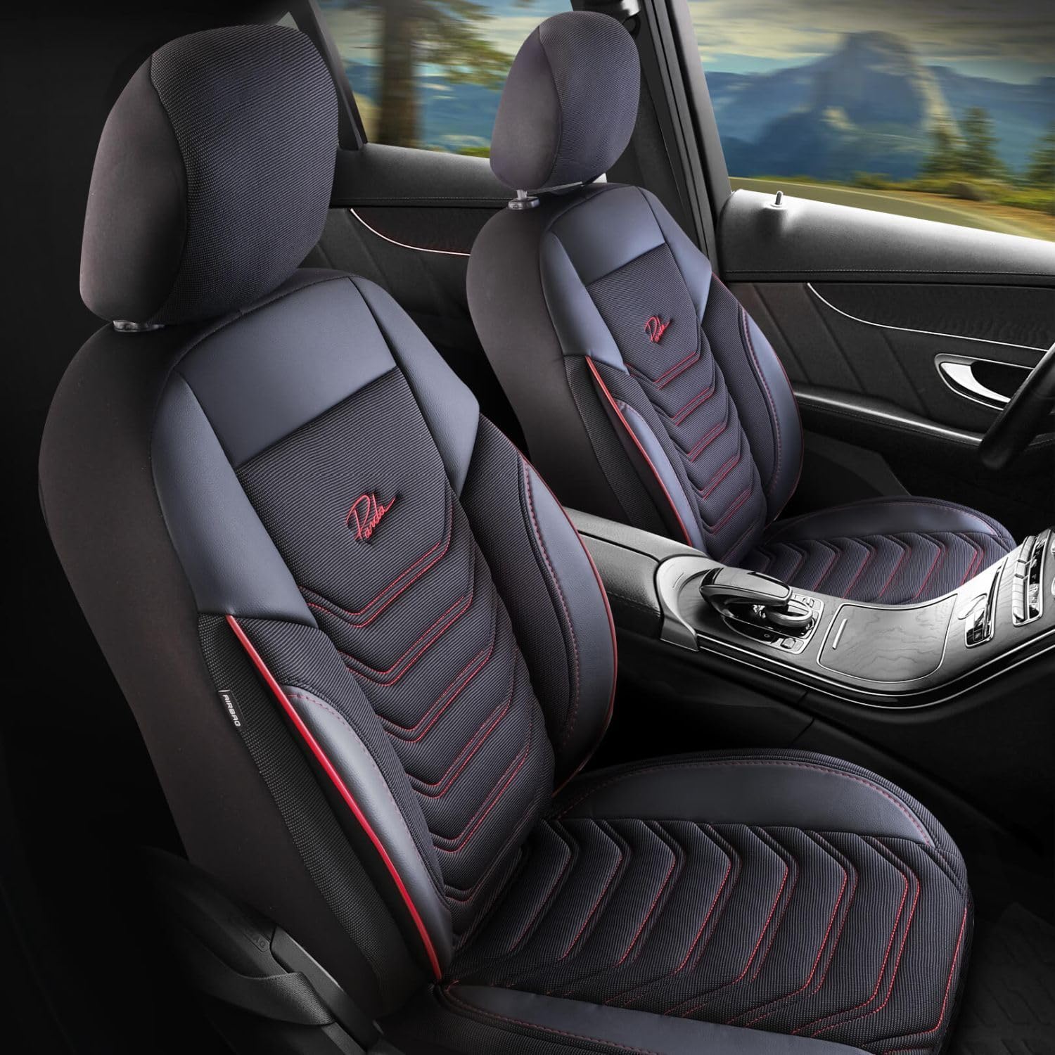 TSS Handel Autositzbezüge kompatibel mit Citroen C4 Grand Picasso Florida(1+1) schwarz Rot von TSS Handel
