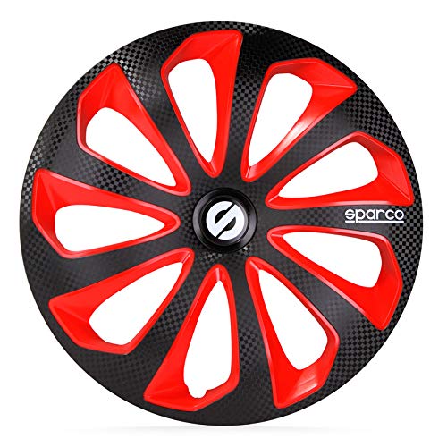 Radkappen Radzierblenden 4 Stück 13 Zoll Schwarz/Rot/Carbon-Look von TSS Handel