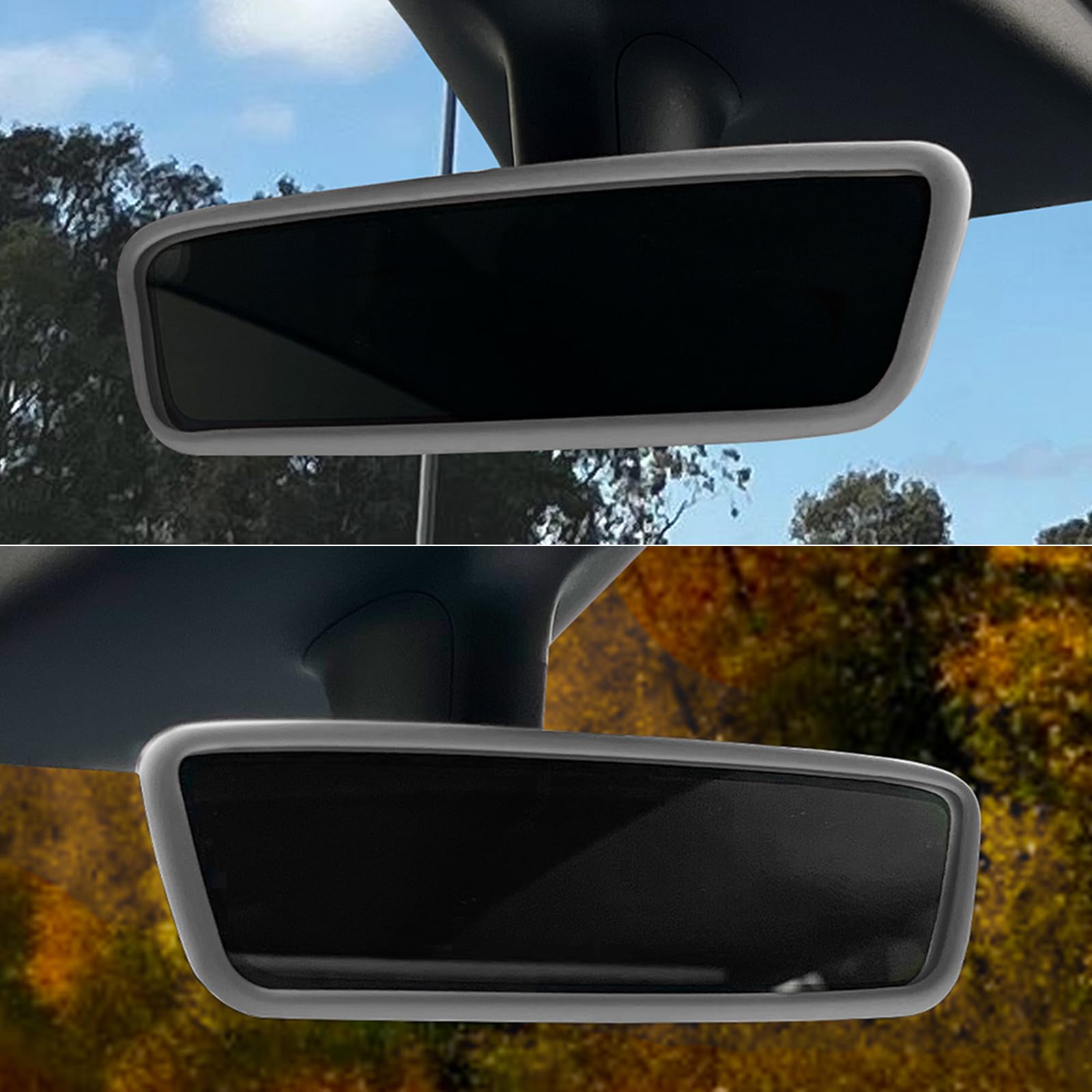 TSTESE Rückspiegel Kantenschutz Zierrahmen Kompatibel mit Tesla Model 3 Y X S 2025 2024 2023 2022 2021 2020 Innenrückspiegel Dekorationen Abdeckung Dekor Streifen Zubehör (Grau) von TSTESE