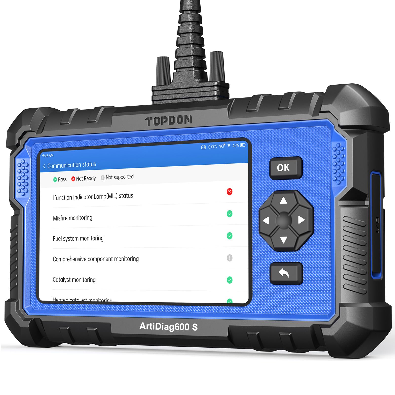 TOPDON AD600S OBD2 Diagnosegerät Auto,4 Systemdiagnosen für ABS SRS Motor und Getriebe, 9 Servicefunktionen für Öl/BMS/ABS/DPF/TPMS/SAS/Bremsen-Resets/Drosselklappenanpassung/Injektorcodierung von TOPDON