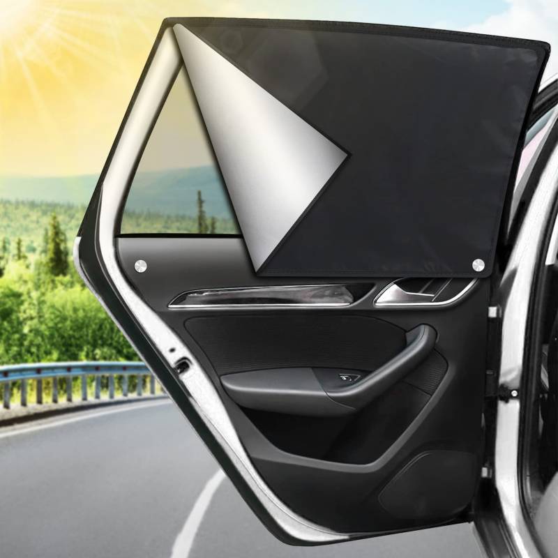 Sonnenschutz Auto Baby, 2024 Magnetisch Auto Sonnenschutz mit UV Schutz, 2 pcs Universal Reflektierende Hitzeschutz Vorhang, Autofenster Sonnenschutz Vorhang Schützt Kinder, Erwachsene und Haustiere von TTCOTOKE