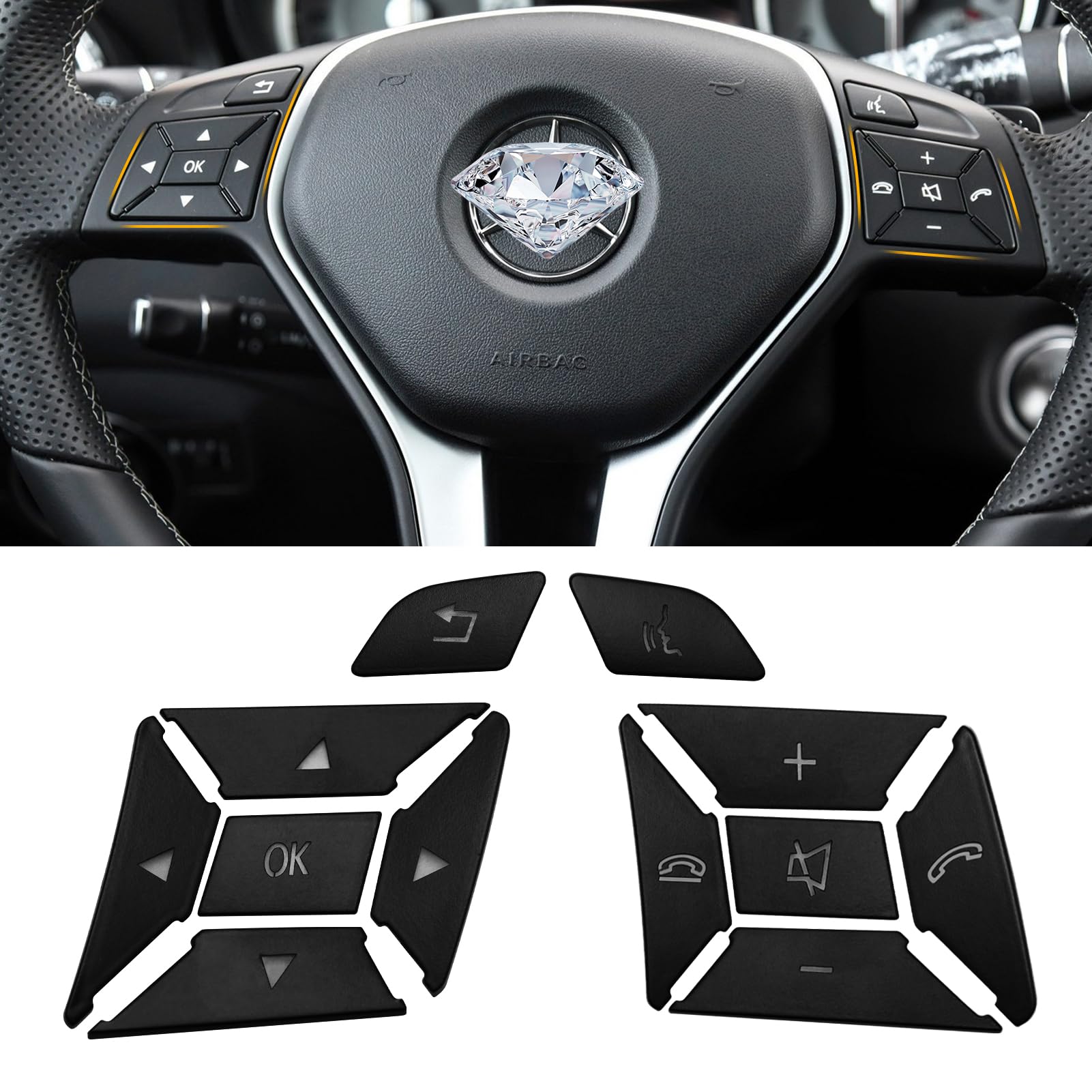 TTCR-II 12PCS Kompatibel mit Lenkrad Knopf Schalter Aufkleber Mercedes Benz Classe A B C E G ML GL GLK GLA CLA CLS SL Mercedes Lenkrad Tasten Schalter Aufkleber Lenkradknopf Dekorativer-Schwarz TTCR-II 12PCS Kompatibel mit Lenkrad Knopf Schalter Aufkleber Mercedes Benz Classe A B C E G ML GL GLK GLA CLA CLS SL Mercedes Lenkrad Tasten Schalter Aufkleber Lenkradknopf Dekorativer-Schwarz von TTCR-II