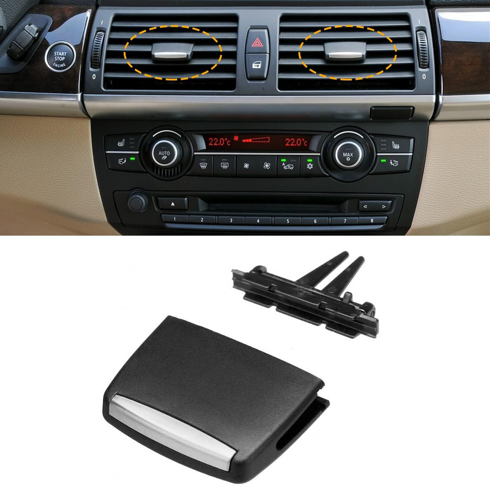 TTCR-II 1PCS AC Clip Lüftungsgitter Kompatibel mit Auto AC Entlüftungsclip BMW X5/X6,LüftungsgitterClip Vorne Compatible with BMW X5 E70 2006-2012,X6 E71 2008-2013 Klimaanlage Luftgitter Clips(Vorne) TTCR-II 1PCS AC Clip Lüftungsgitter Kompatibel mit Auto AC Entlüftungsclip BMW X5/X6,LüftungsgitterClip Vorne Compatible with BMW X5 E70 2006-2012,X6 E71 2008-2013 Klimaanlage Luftgitter Clips(Vorne) von TTCR-II