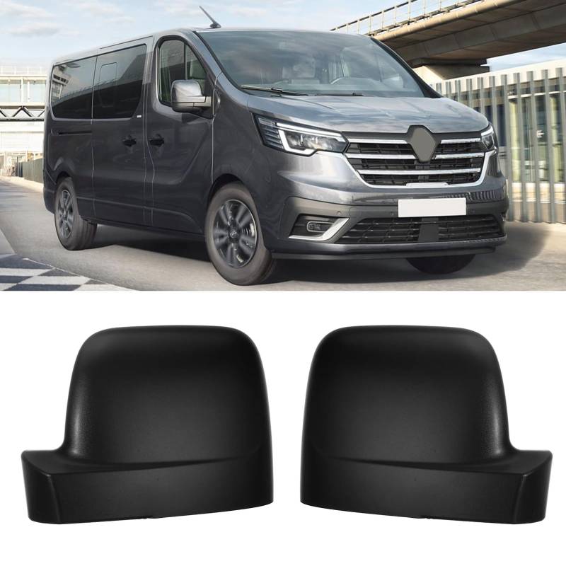 TTCR-II 2 PCS Spiegelkappen Kompatibel mit Renault Trafic III X82 rückspiegel abdeckung 2014-2024 Rückspiegeldeckel für Vauxhall Vivaro 2014-2019 Seitenspiegelgehäuse Renault X82 (Schwarz) von TTCR-II