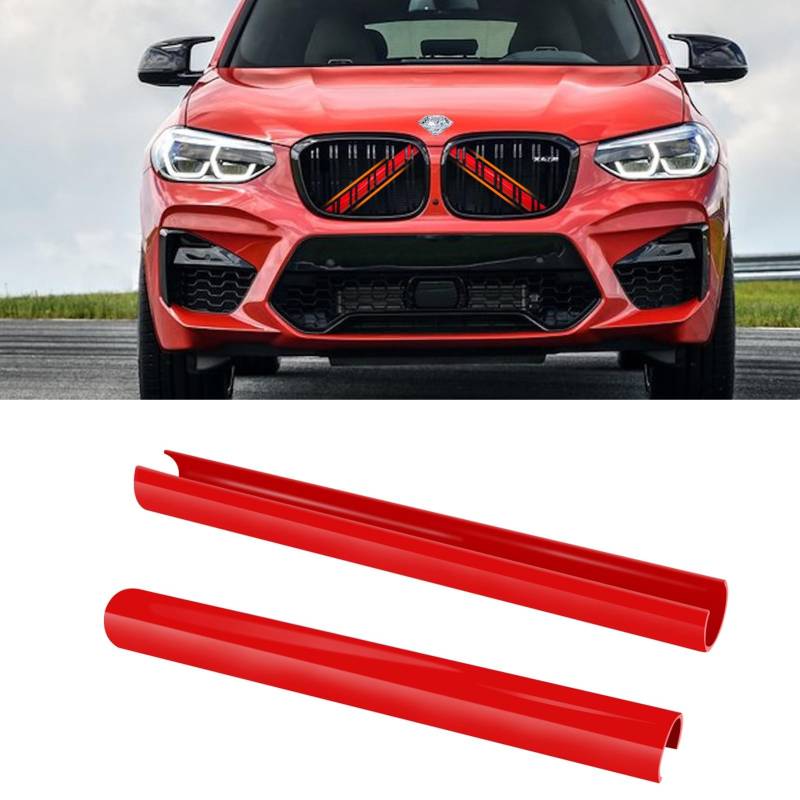 TTCR-II 2PCS Frontgrill Einsatz,Streifen Kühlergrill Einsätze Zierleiste Kompatibel mit BMW X3 F25 G01/ X4 F26 G02/X5 E70 F15 F85 G05/X6 E71 F16 F86 G06/X7 G07 Grill Streifen（Rot） von TTCR-II