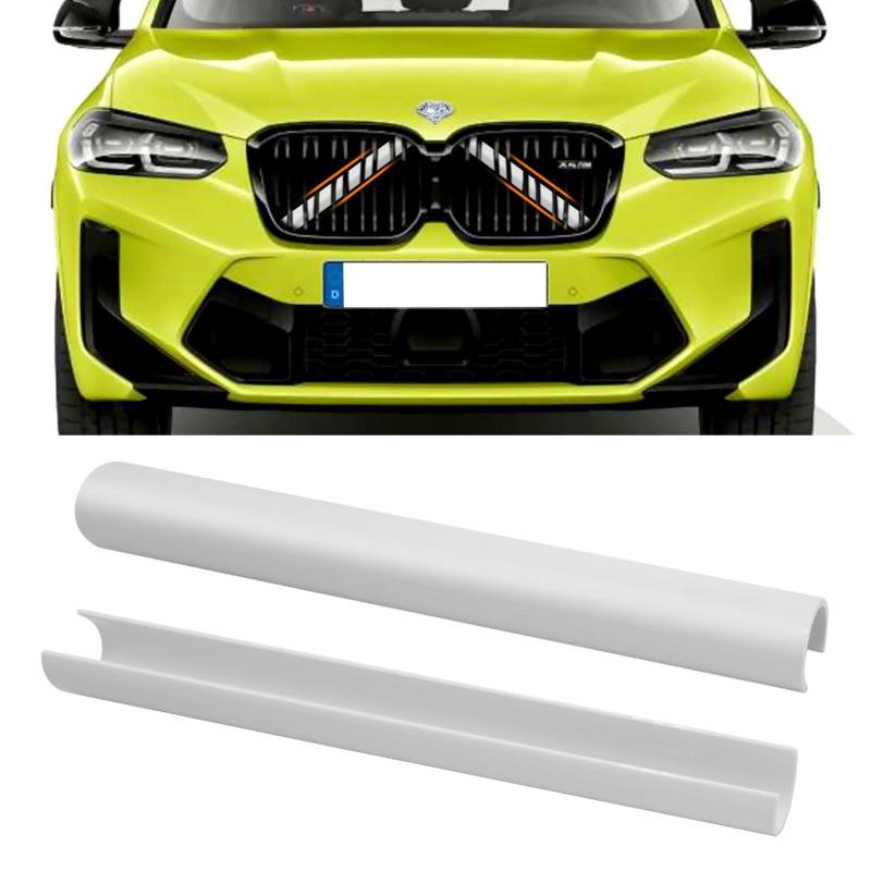 TTCR-II 2PCS Frontgrill Einsatz,Streifen Kühlergrill Einsätze Zierleiste Kompatibel mit BMW X3 F25 G01/ X4 F26 G02/X5 E70 F15 F85 G05/X6 E71 F16 F86 G06/X7 G07 Grill Streifen（Weiß） von TTCR-II