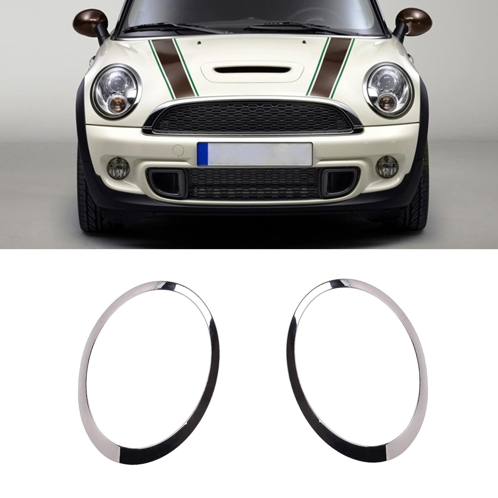 TTCR-II 2PCS Kompatibel mit MINI Cooper Scheinwerfer Zierring Chrome R55 R56 R57 R58 R59 2005-2015, scheinwerferzierring Mini Cooper Headlight Trim 51137149905, 51137149906 Scheinwerferblende (Silber) TTCR-II 2PCS Kompatibel mit MINI Cooper Scheinwerfer Zierring Chrome R55 R56 R57 R58 R59 2005-2015, scheinwerferzierring Mini Cooper Headlight Trim 51137149905, 51137149906 Scheinwerferblende (Silber) von TTCR-II