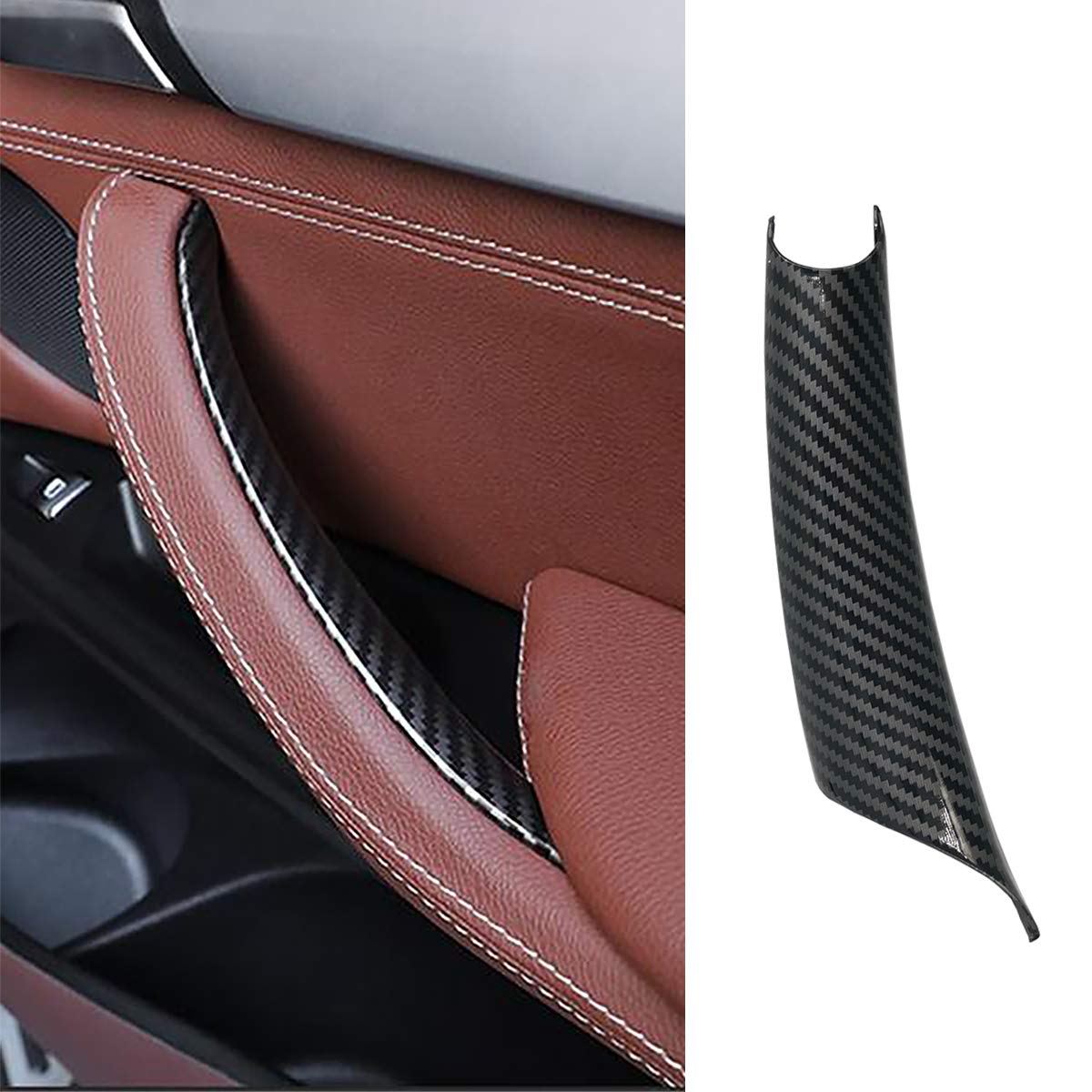 TTCR-II Auto Türgriff Abdeckung Kompatibel mit BMW X5 X6,ABS Carbonmuster Auto Türgriffabdeckung Schutz für X5 2007-2013 und X6 2008-2014(Lederbezug NICHT im Lieferumfang enthalten)(rechts) von TTCR-II