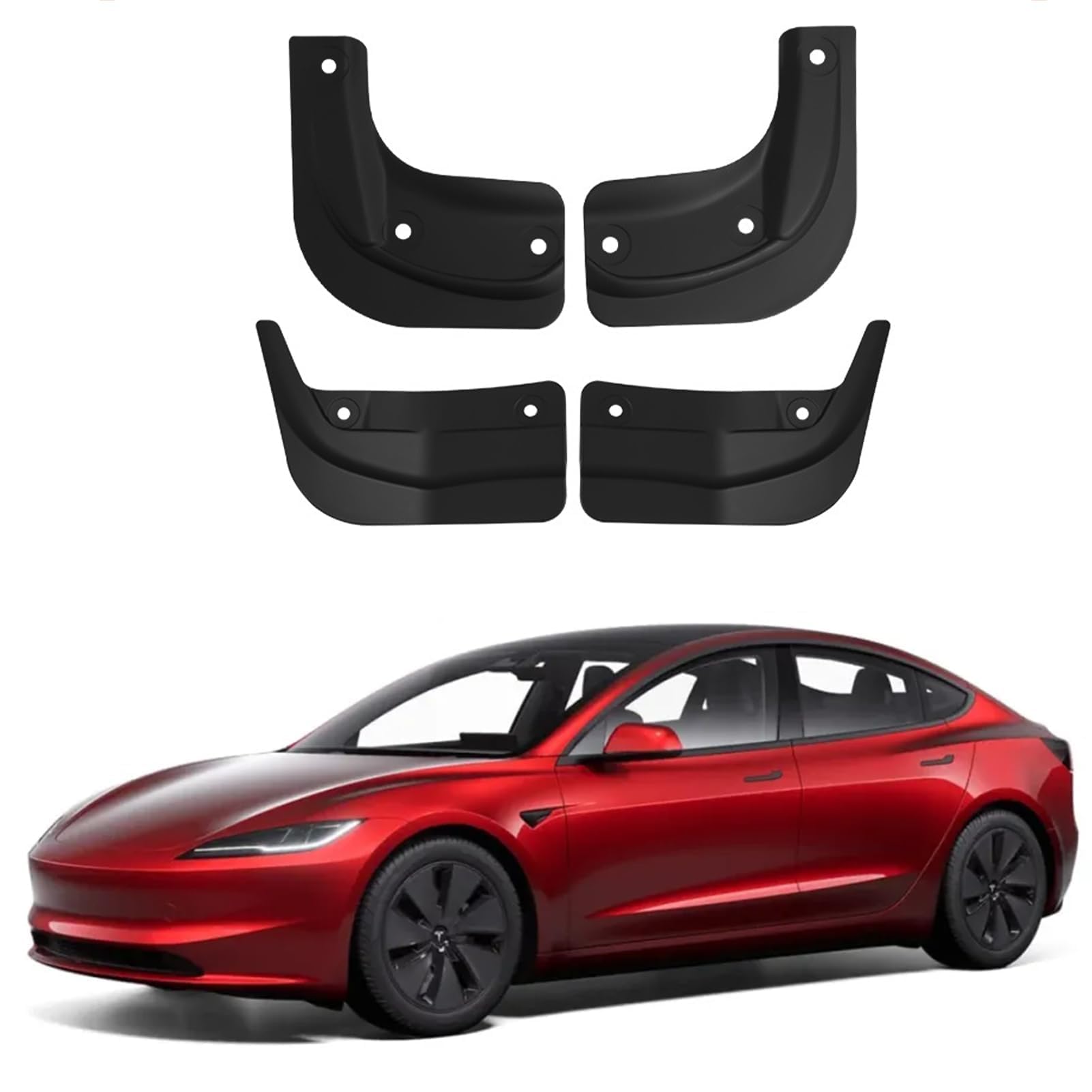 TTCR-II Kompatibel mit Tesla Model 3 Highland Schmutzfänger Spritzschutz 2024, 4 PCS Tesla Fender Tesla 3 Highland, Außenzubehör Tesla Highland Schmutzfänger Ohne Bohren mit Befestigungsschrauben von TTCR-II