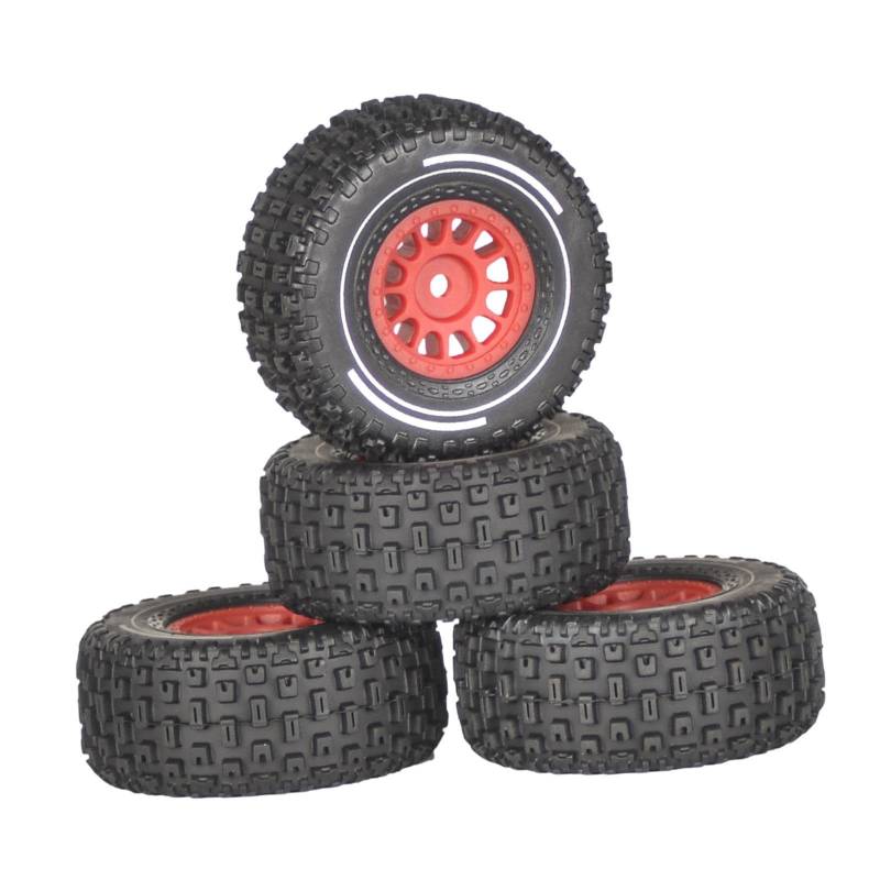 TTETTZ 4 Stück 1/14 RC Auto Reifen Und Zubehör für Einfache Installation, Rot von TTETTZ