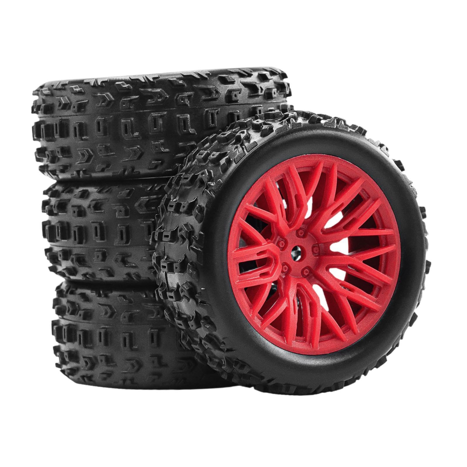 TTETTZ 4 Stück 1/18 RC Auto Reifen Und Räder Ersatzteile für RC Fahrzeuge, Rot TTETTZ 4 Stück 1/18 RC Auto Reifen Und Räder Ersatzteile für RC Fahrzeuge, Rot von TTETTZ