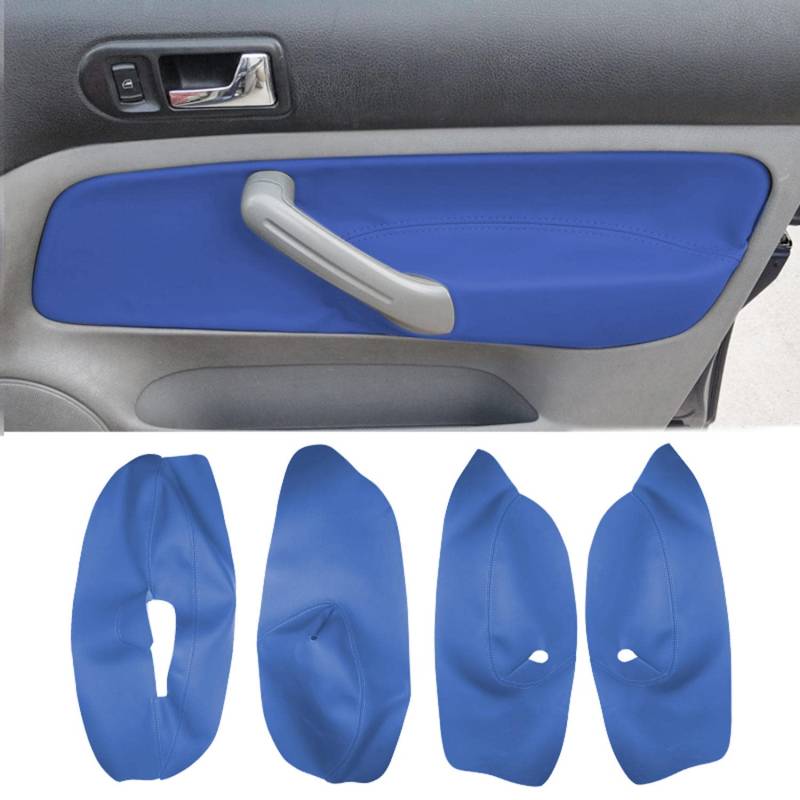 TTOILS 4 Türen blaues Leder Autotür Armlehne Panel Hautabdeckung Verkleidung, für VW Golf 4 MK4 Bora Jetta 1999–2005 Zubehör von TTOILS