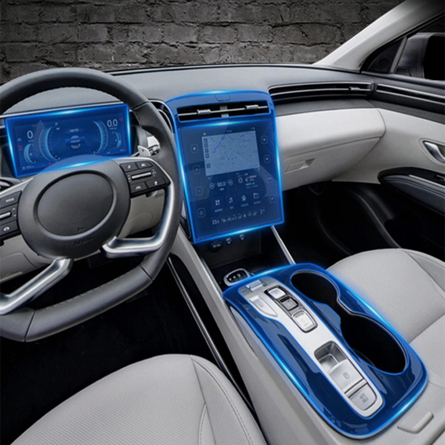 TTOILS Auto Innen Mittelkonsole Getriebe Armaturenbrett Navigationsbildschirm Schutzfolie, Für Hyundai Tucson 2021-2023 Nx4 Zubehör von TTOILS